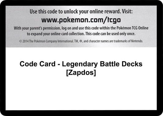 Code Card - Legendary Battle Decks [Zapdos] [XY - Steam Siege]