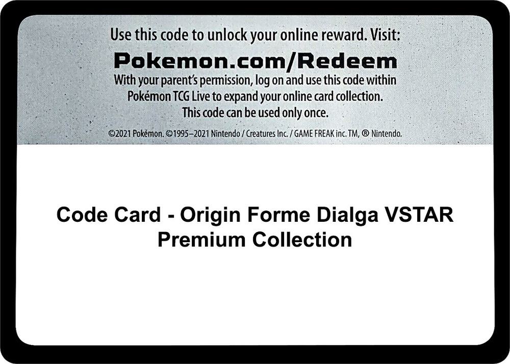 Code Card - Origin Forme Dialga VSTAR Premium Collection [SWSH11: Lost Origin]