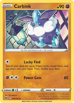Carbink 108/196  SWSH11 Lost Origin - Uncommon