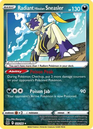 Radiant Hisuian Sneasler 123/196  - Holofoil SWSH11 Lost Origin - Radiant Rare