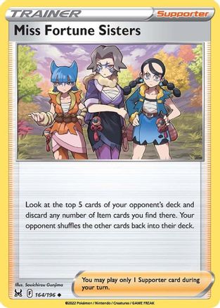 Miss Fortune Sisters 164/196  - Reverse Holofoil SWSH11 Lost Origin - Uncommon