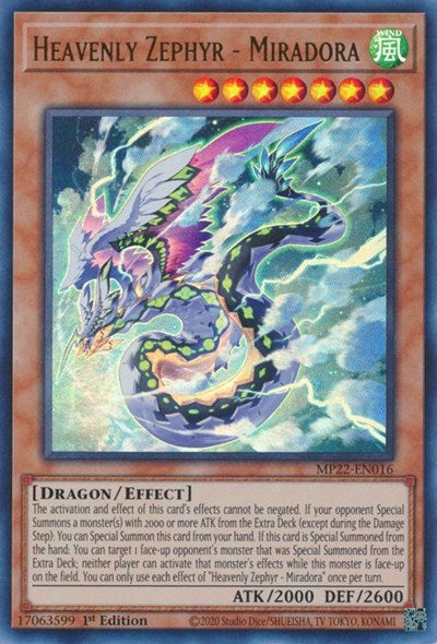 Heavenly Zephyr - Miradora (MP22-EN016) [2022 Tin of the Pharaoh's Gods]