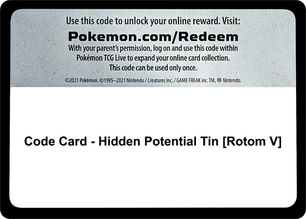 Code Card - Hidden Potential Tin [Rotom V] [Miscellaneous Cards & Products]