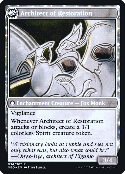 The Restoration of Eiganjo (PRE-034) - Kamigawa: Neon Dynasty Promos: (fandfc, enchantment) Foil