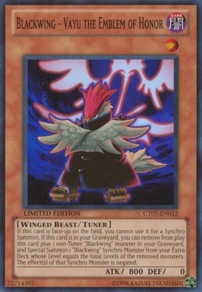 Blackwing - Vayu the Emblem of Honor (CT07-EN012) [2010 Collectors Tins]