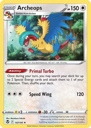 Archeops 147/195  - Reverse Holofoil SWSH12 Silver Tempest - Holo Rare