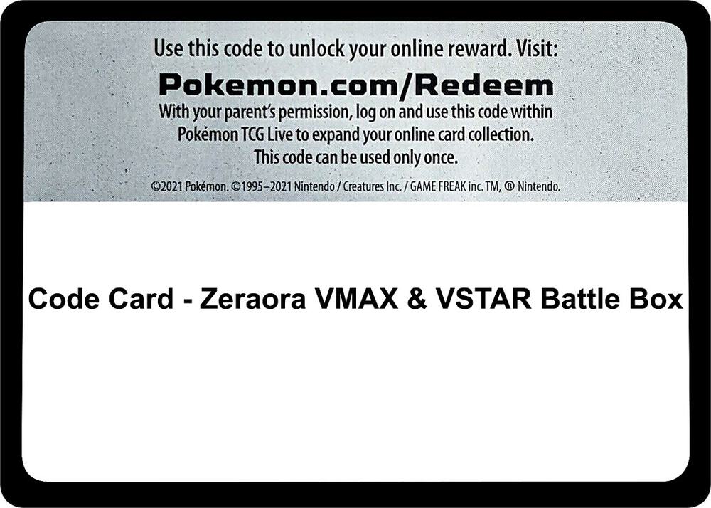 Code Card - Zeraora VMAX & VSTAR Battle Box [Miscellaneous Cards & Products]