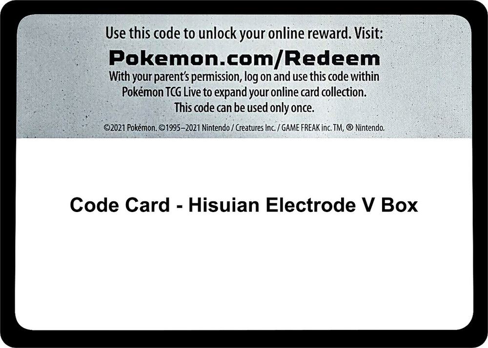 Code Card - Hisuian Electrode V Box [Miscellaneous Cards & Products]