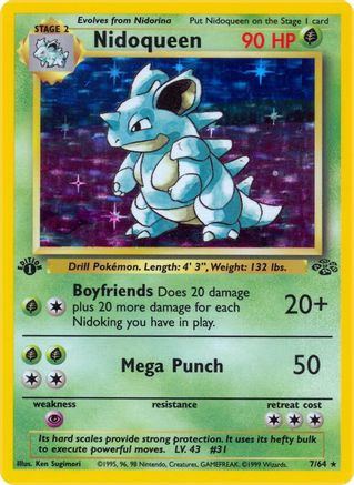 Nidoqueen (7) 007/64  - 1st Edition Holofoil Jungle - Holo Rare