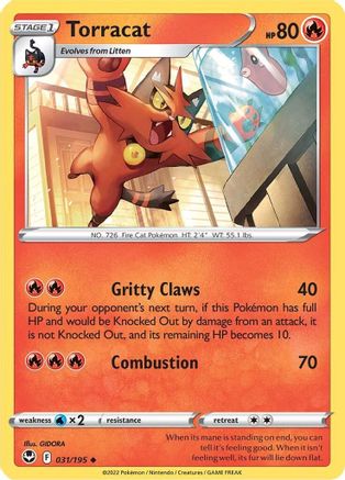 Torracat 031/195  - Reverse Holofoil SWSH12 Silver Tempest - Uncommon