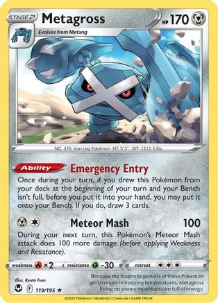 Metagross 119/195  - Reverse Holofoil SWSH12 Silver Tempest - Holo Rare