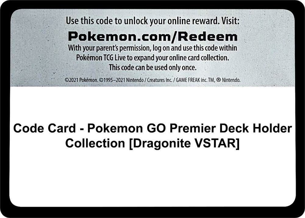 Code Card - Pokemon GO Premier Deck Holder Collection [Dragonite VSTAR] [Pokemon GO]