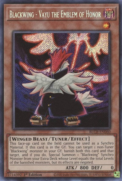 Blackwing - Vayu the Emblem of Honor (BLCR-EN060) [Battles of Legend: Crystal Revenge]