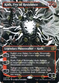 Koth, Fire of Resistance (Borderless) (Step-and-Compleat Foil) (446) [Phyrexia: All Will Be One]