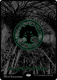 Forest (Phyrexian) - Full Art (Oil Slick Raised Foil) (369) [Phyrexia: All Will Be One]