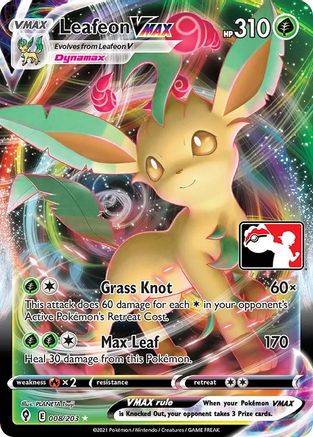 Leafeon VMAX 008  - Holofoil Prize Pack Series Cards - Ultra Rare