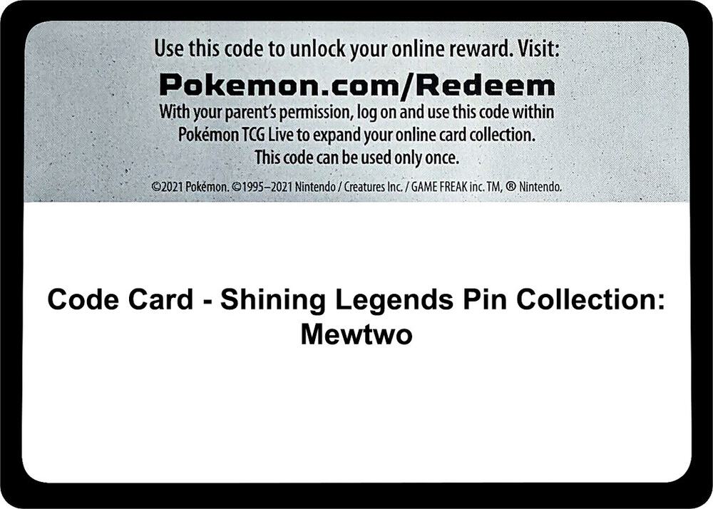 Code Card - Shining Legends Pin Collection: Mewtwo [Shining Legends]