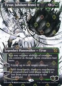 Tyvar, Jubilant Brawler (Borderless) (Step-and-Compleat Foil) (476) [Phyrexia: All Will Be One]