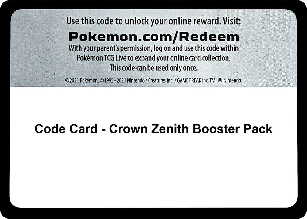 Code Card - Crown Zenith Booster Pack [SWSH: Crown Zenith]
