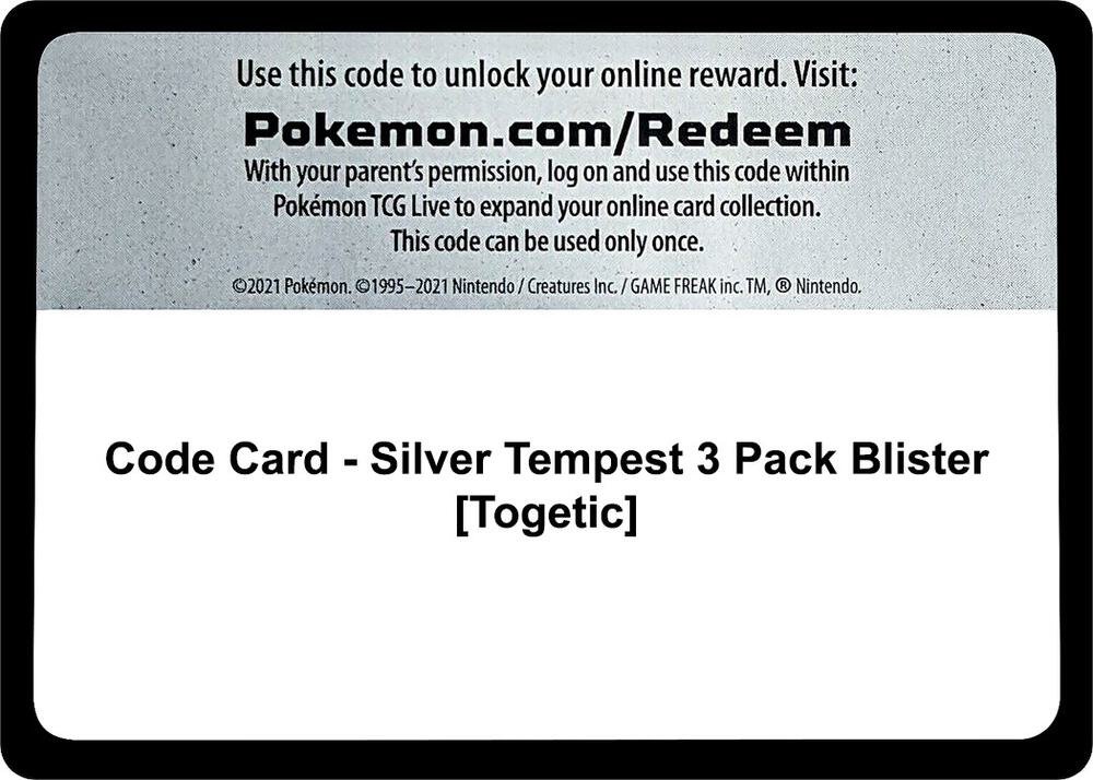 Code Card - Silver Tempest 3 Pack Blister [Togetic] [SWSH12: Silver Tempest]