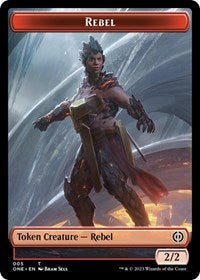 Rebel // Phyrexian Golem Double-sided Token (5 // 10) [Phyrexia: All Will Be One]