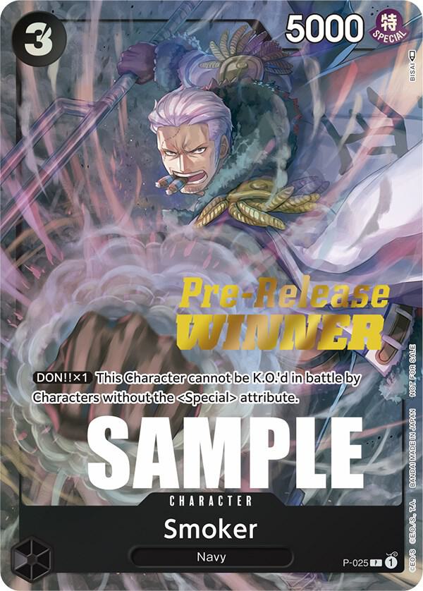 Smoker (Pre-Release) [Winner] (P-025) [One Piece Promotion Cards]