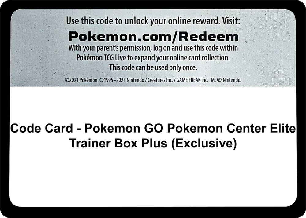 Code Card - Pokemon GO Pokemon Center Elite Trainer Box Plus (Exclusive) [Pokemon GO]