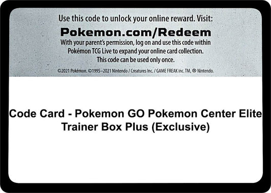 Code Card - Pokemon GO Pokemon Center Elite Trainer Box Plus (Exclusive) [Pokemon GO]