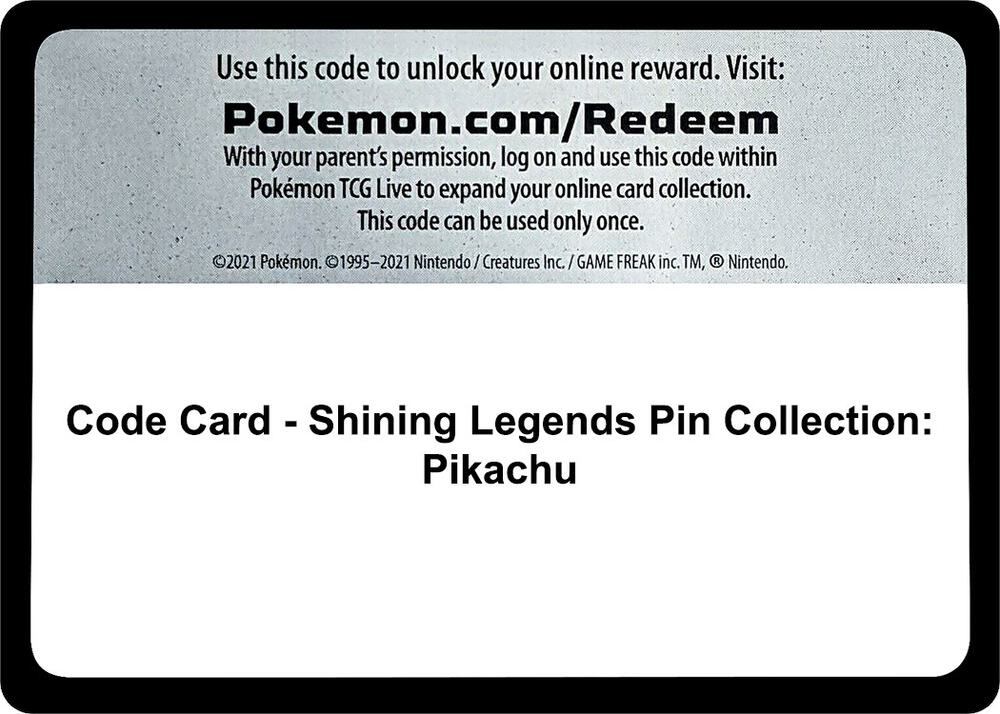 Code Card - Shining Legends Pin Collection: Pikachu [Shining Legends]
