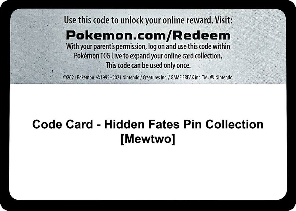 Code Card - Hidden Fates Pin Collection [Mewtwo] [Hidden Fates]