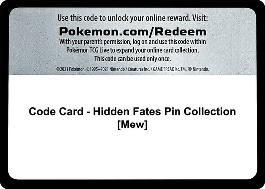 Code Card - Hidden Fates Pin Collection [Mew] [Hidden Fates]