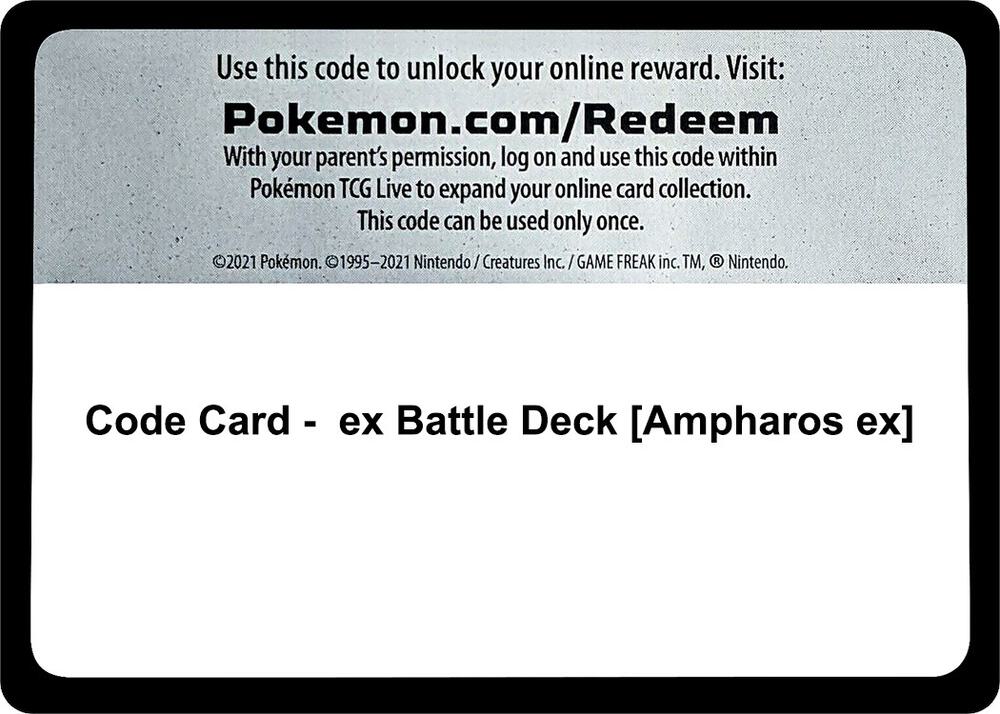 Code Card - ex Battle Deck [Ampharos ex] [Miscellaneous Cards & Products]