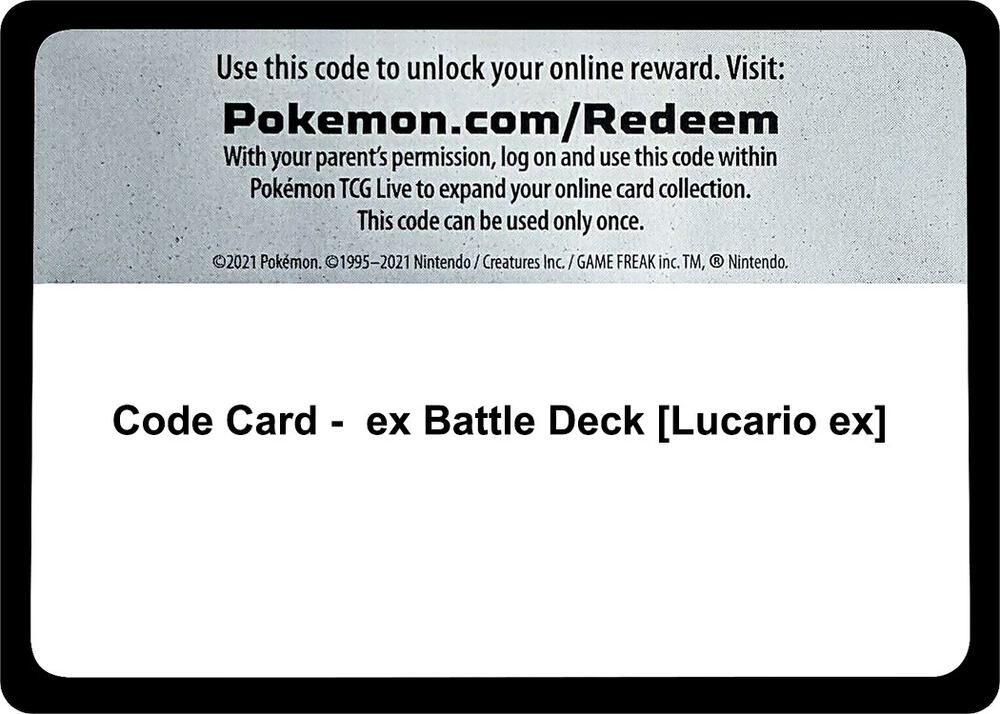 Code Card - ex Battle Deck [Lucario ex] [Miscellaneous Cards & Products]
