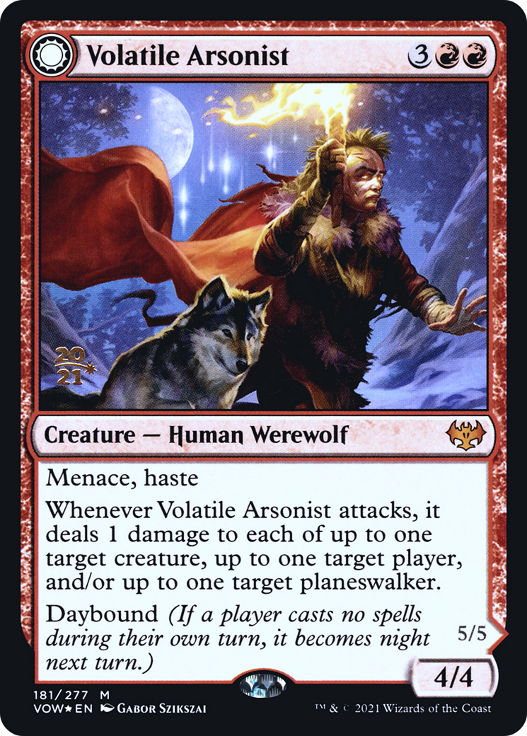Volatile Arsonist (PRE-181S) - Innistrad: Crimson Vow Promos: (Double Faced Transform) Foil