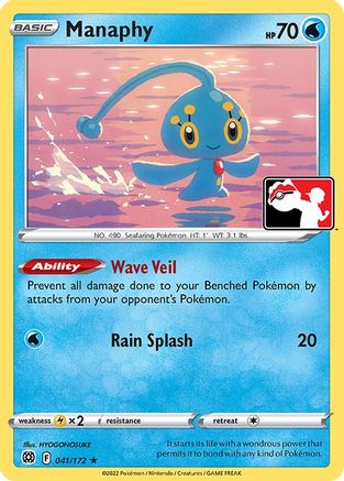 Manaphy 041/172  - Holofoil Prize Pack Series Cards - Rare