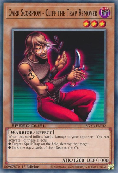 Dark Scorpion - Cliff the Trap Remover (SGX3-ENI02) [Speed Duel GX: Duelists of Shadows]