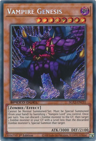 Vampire Genesis (Secret Rare) (SGX3-ENC01) [Speed Duel GX: Duelists of Shadows]