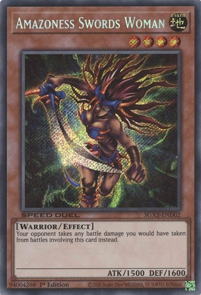 Amazoness Swords Woman (Secret Rare) (SGX3-END02) [Speed Duel GX: Duelists of Shadows]