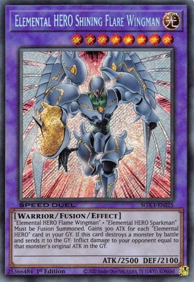 Elemental HERO Shining Flare Wingman (Secret Rare) (SGX3-ENI25) [Speed Duel GX: Duelists of Shadows]