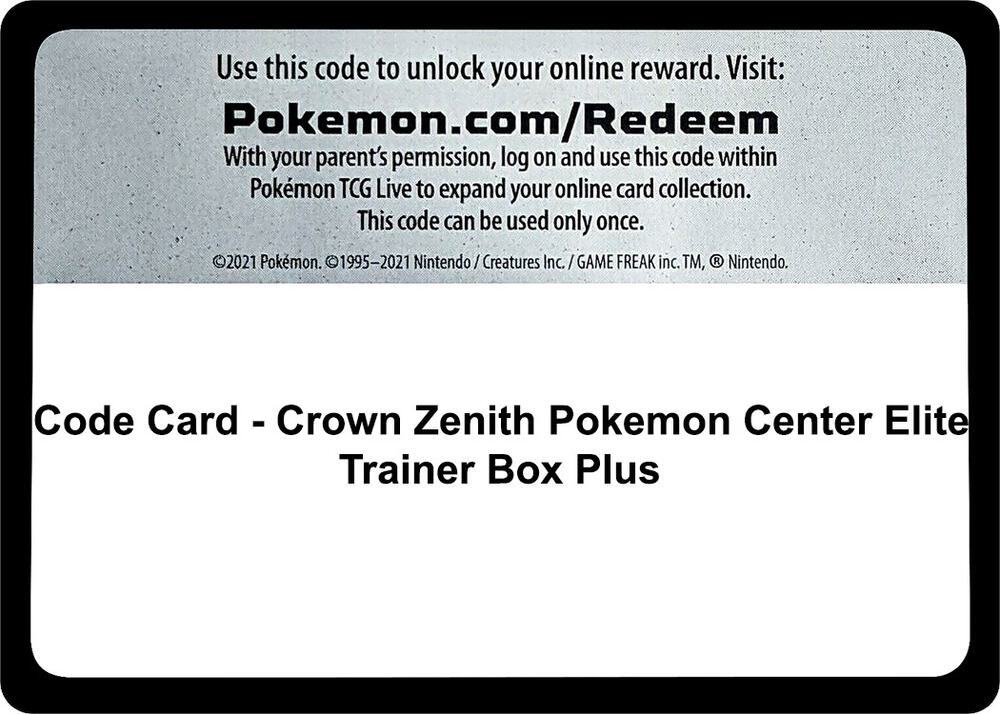 Code Card - Crown Zenith Pokemon Center Elite Trainer Box Plus [SWSH: Crown Zenith]