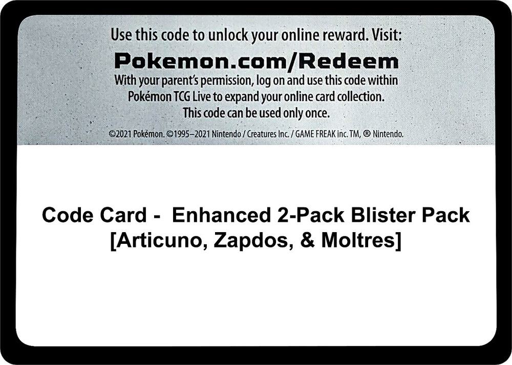 Code Card - Enhanced 2-Pack Blister Pack [Articuno, Zapdos, & Moltres] [Miscellaneous Cards & Products]