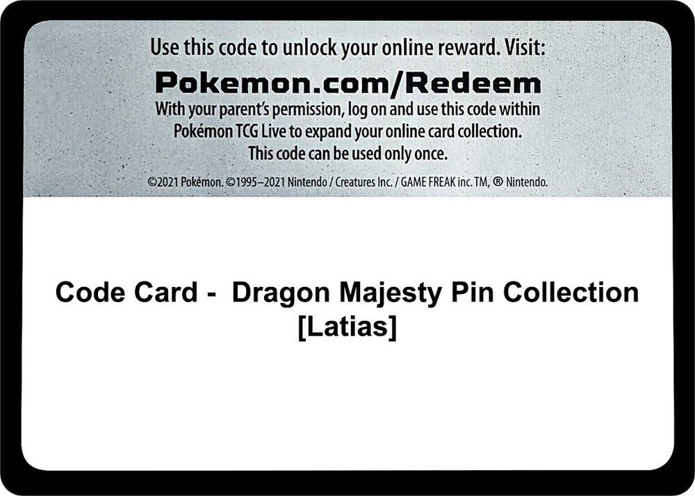 Code Card - Dragon Majesty Pin Collection [Latias] [Dragon Majesty]