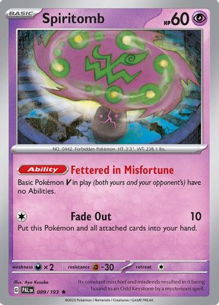 Spiritomb 089/193  - Holofoil SV02 Paldea Evolved - Rare