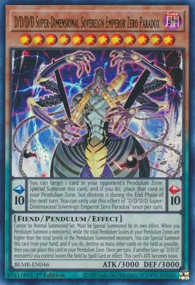 D/D/D/D Super-Dimensional Sovereign Emperor Zero Paradox (BLMR-EN046) [Battles of Legend: Monstrous Revenge]