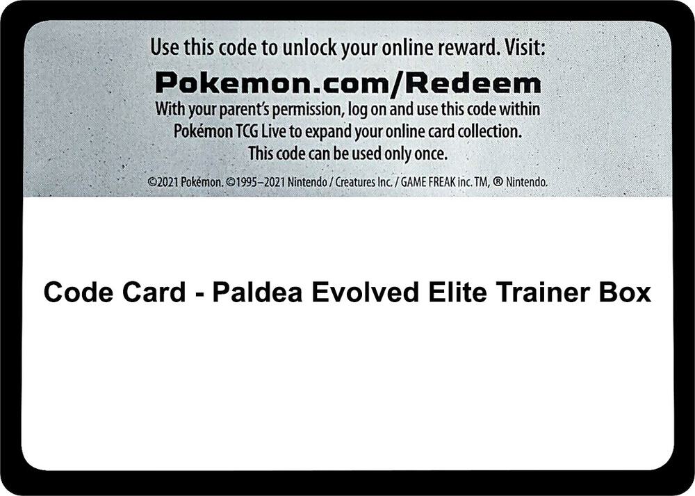 Code Card - Paldea Evolved Elite Trainer Box [SV02: Paldea Evolved]