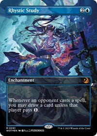 Rhystic Study (Anime Borderless) (Confetti Foil) (91) [Wilds of Eldraine: Enchanting Tales]