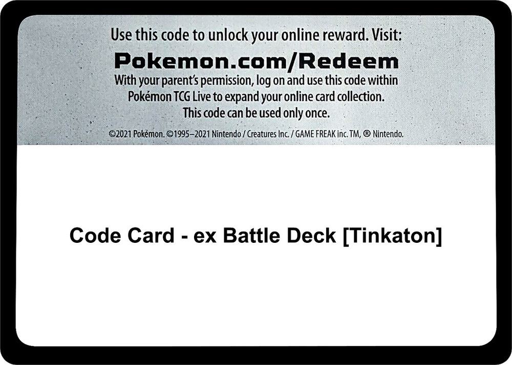 Code Card - ex Battle Deck [Tinkaton] [Miscellaneous Cards & Products]