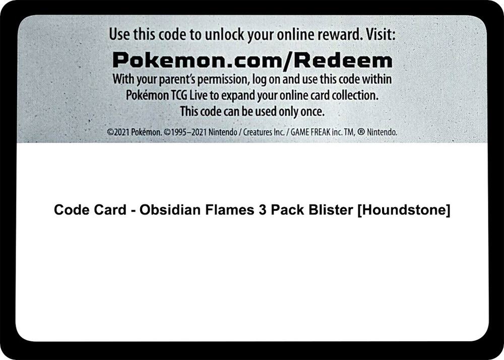 Code Card - Obsidian Flames 3 Pack Blister [Houndstone] [SV03: Obsidian Flames]