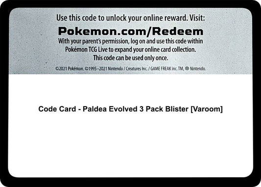Code Card - Paldea Evolved 3 Pack Blister [Varoom] [SV02: Paldea Evolved]