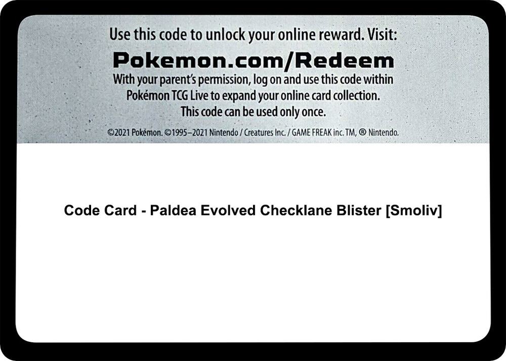 Code Card - Paldea Evolved Checklane Blister [Smoliv] [SV02: Paldea Evolved]